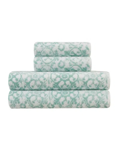 Jessica Simpson Aziza 4 Piece Bath Towel Set In Canal Blue