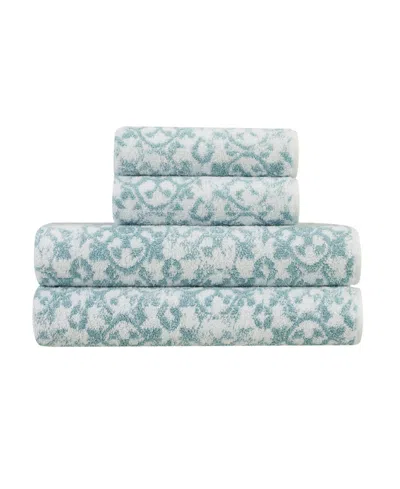 Jessica Simpson Aziza 4 Piece Bath Towel Set In Forget Me Not Blue