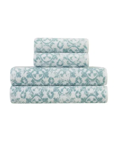 Jessica Simpson Aziza 4 Piece Bath Towel Set In Blue