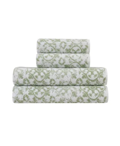 Jessica Simpson Aziza 4 Piece Bath Towel Set In Frosty Green