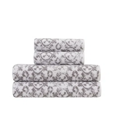 Jessica Simpson Aziza 4 Piece Bath Towel Set In Skyrocket Grey