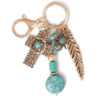 Jessica Simpson Bead Keychain With Charms In Gold