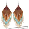 Jessica Simpson Beaded Fringe Earrings In Brown