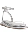 Jessica Simpson Betania Ankle Strap Flat Sandals In Silver Metallic