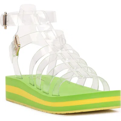 Jessica Simpson Bimala Platform Sandal In Clear/bright Green