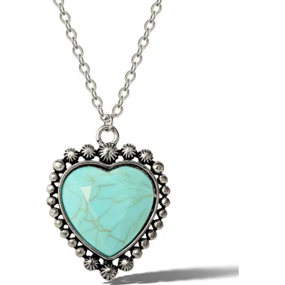 Jessica Simpson Blue Heart Necklace In Brown