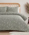 Jessica Simpson Botanical Embossed 3-pc. Duvet Cover Set, King In Sage Green