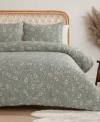 Jessica Simpson Botanical Embossed Duvet Cover Sets In Sage Green