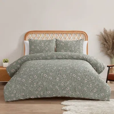 Jessica Simpson Botanical Embossed Polyester Bedding Set In Green