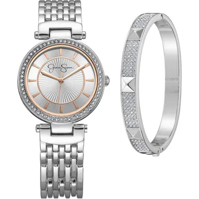 Jessica Simpson Bracelet Watch Set In Metallic