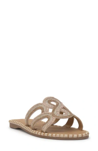 Jessica Simpson Bria 2 Slide Sandal In Champagne,gold,bronze Rhinestone