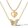 Jessica Simpson Butterfly And Heart Layered Necklace In Gold