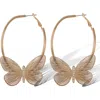 Jessica Simpson Butterfly Hoop Earrings With Clear Crystal In Brown