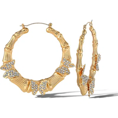 Jessica Simpson Butterfly On Hoops Earrings In Gold