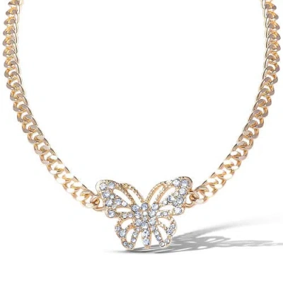 Jessica Simpson Butterfly Pendant Chain Necklace In Gold