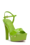 Jessica Simpson Calenta Ankle Strap Platform Sandal In Lizard Green Patent