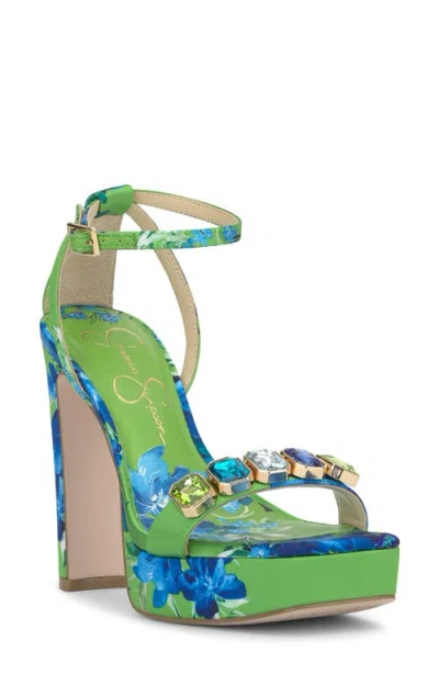 Jessica Simpson Callirah Ankle Strap Platform Sandal In Blue Green