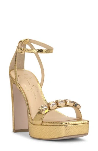 Jessica Simpson Callirah Ankle Strap Platform Sandal In Gold