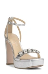 Jessica Simpson Callirah Ankle Strap Platform Sandal In Silver