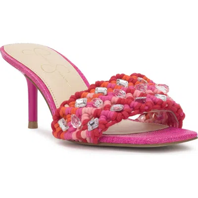 Jessica Simpson Cameleah 2 Beaded Sandal In Bright Orchid Knit Rope