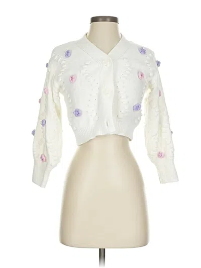 Pre-owned Jessica Simpson Cardigan Sweater In White