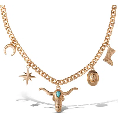 Jessica Simpson Celestial Charm Necklace In Gold