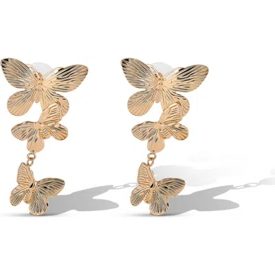 Jessica Simpson Cluster Butterfly Drop Earrings In Gold