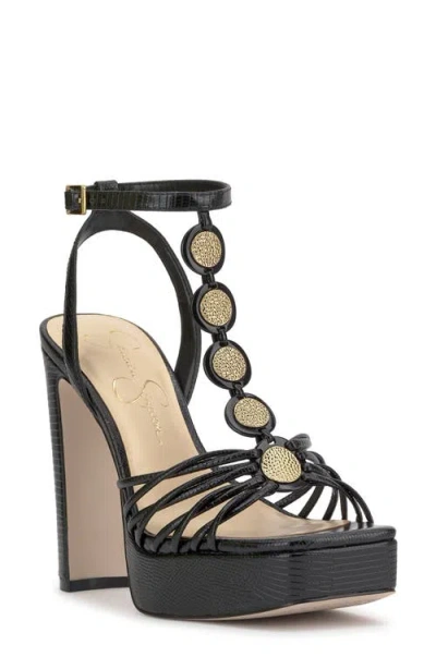 Jessica Simpson Colero Ankle Strap Platform Sandal In Black Lizard