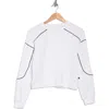 Jessica Simpson Contrast Piping Crop Sweatshirt In Egret