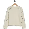 Jessica Simpson Contrast Piping Crop Sweatshirt In Neutral