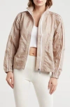 Jessica Simpson Contrast Piping Nylon Track Jacket In Atmosphere/bright White