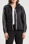 Jessica Simpson Contrast Piping Nylon Track Jacket In Meteorite/bright White