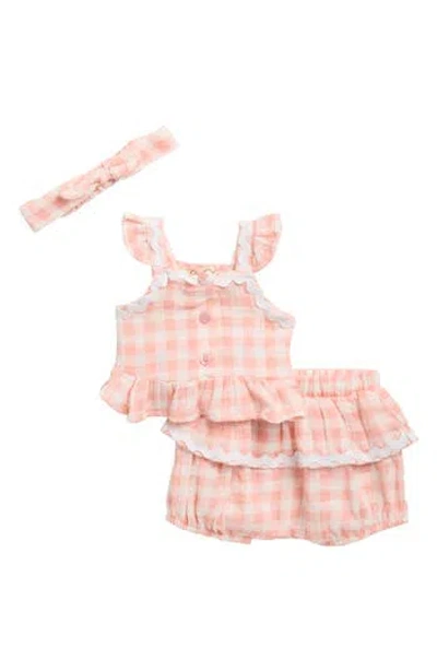 Jessica Simpson Babies'  Cotton Gauze Top, Shorts & Headband Set In Orange