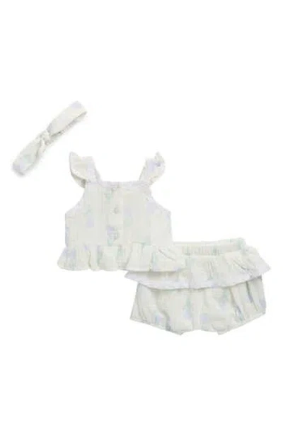 Jessica Simpson Babies'  Cotton Gauze Top, Shorts & Headband Set In White