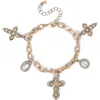 Jessica Simpson Crystal Cross Charm Bracelet In Gold