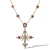 Jessica Simpson Crystal Gold-tone Cross Pendant Necklace In Metallic