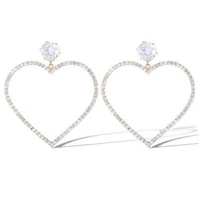 Jessica Simpson Crystal Heart Earrings In Gold