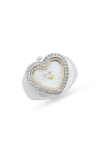 Jessica Simpson Crystal Heart Ring Watch In Silver
