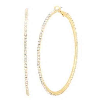 Jessica Simpson Crystal Hoop Earrings In Gold