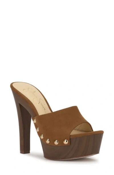 Jessica Simpson Cynlia Platform Slide Sandal In Brown