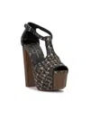 Jessica Simpson Dany T-strap Platform Sandal In Black Sparkle Tweed By Jessi In Multi