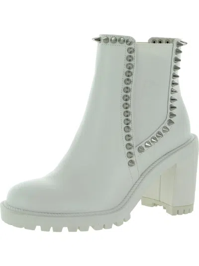 Jessica Simpson Demmie Womens Leather Slip On Ankle Boots In White