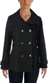 Jessica Simpson Double Breasted Military Style Pea Coat In Black In Black