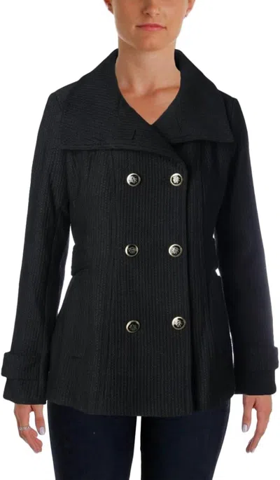 Jessica Simpson Double Breasted Military Style Pea Coat In Black