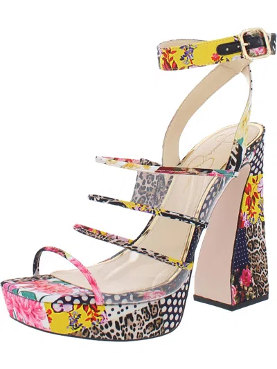 Jessica Simpson Drixi Womens Satin Printed Platform Sandals In Multi