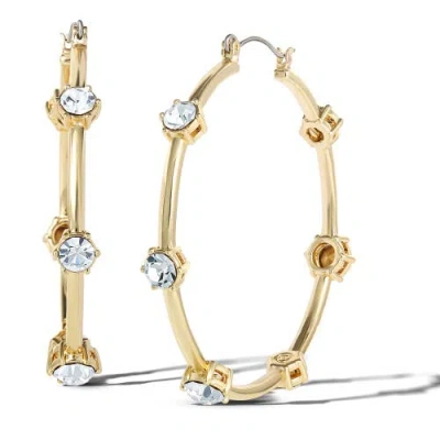 Jessica Simpson Drop And Hoop Earrings With Crystal Embellishments In Gold