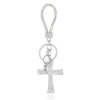 Jessica Simpson Elegant Rhinestone Cross Keychain In Metallic