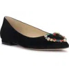 Jessica Simpson Women's Elika Pointed-toe Embellished Ballet Flats In Black