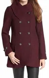 Jessica Simpson Envelope Collar Tweed A-line Coat In Burgundy In Burgundy