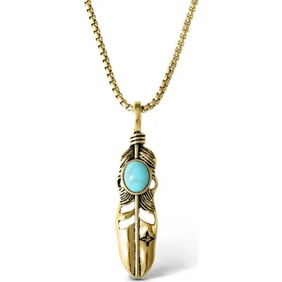 Jessica Simpson Feather Necklace With Turquoise Stone